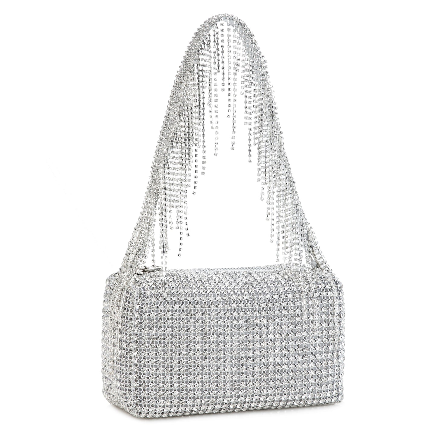 Rhinestone Tassel White Purse