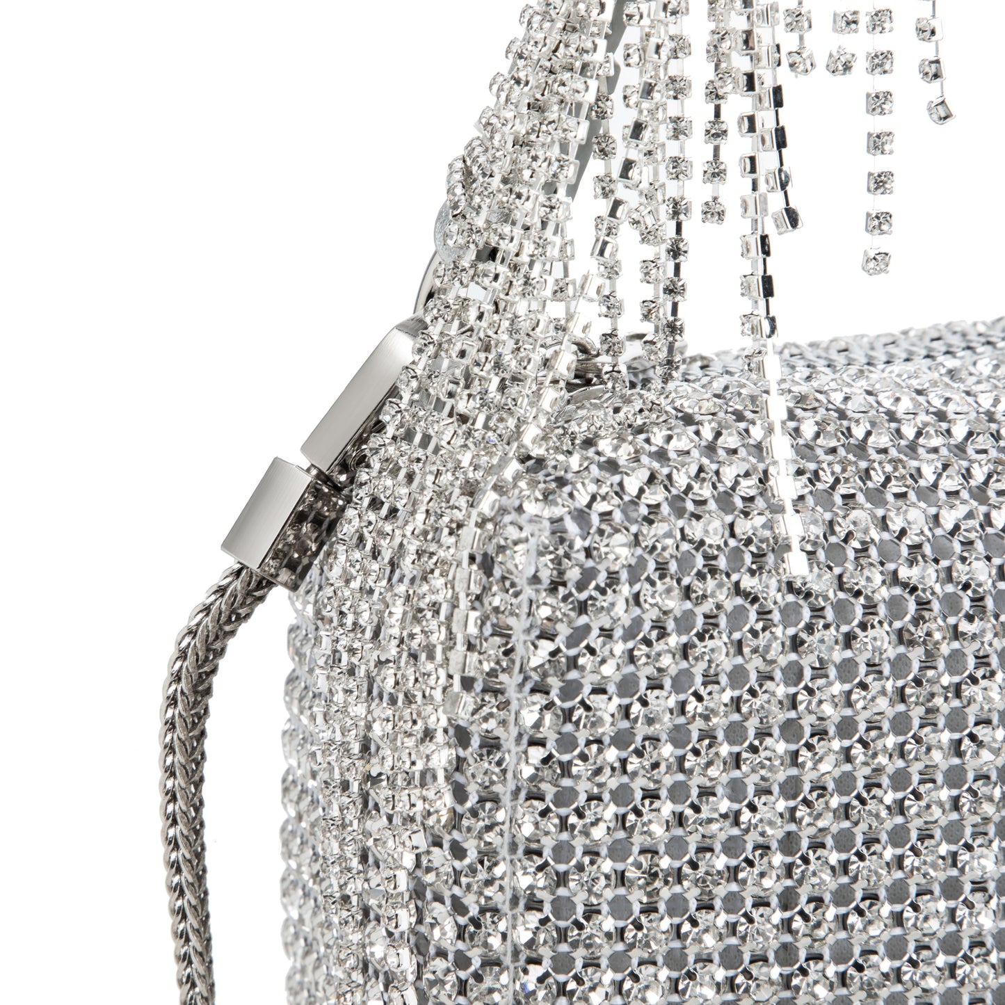 Rhinestone Tassel White Purse