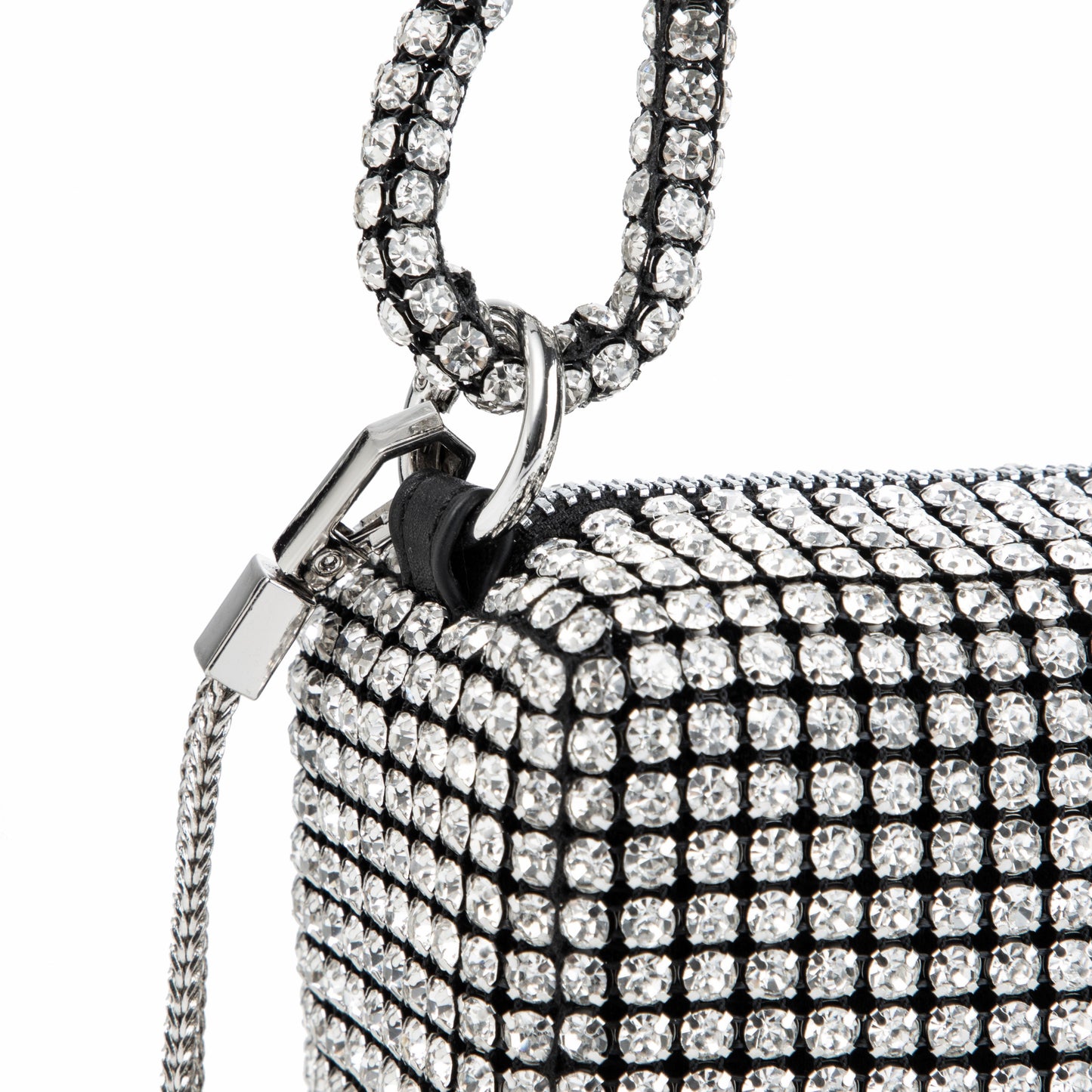 Rhinestone Box Knot Silver Bag
