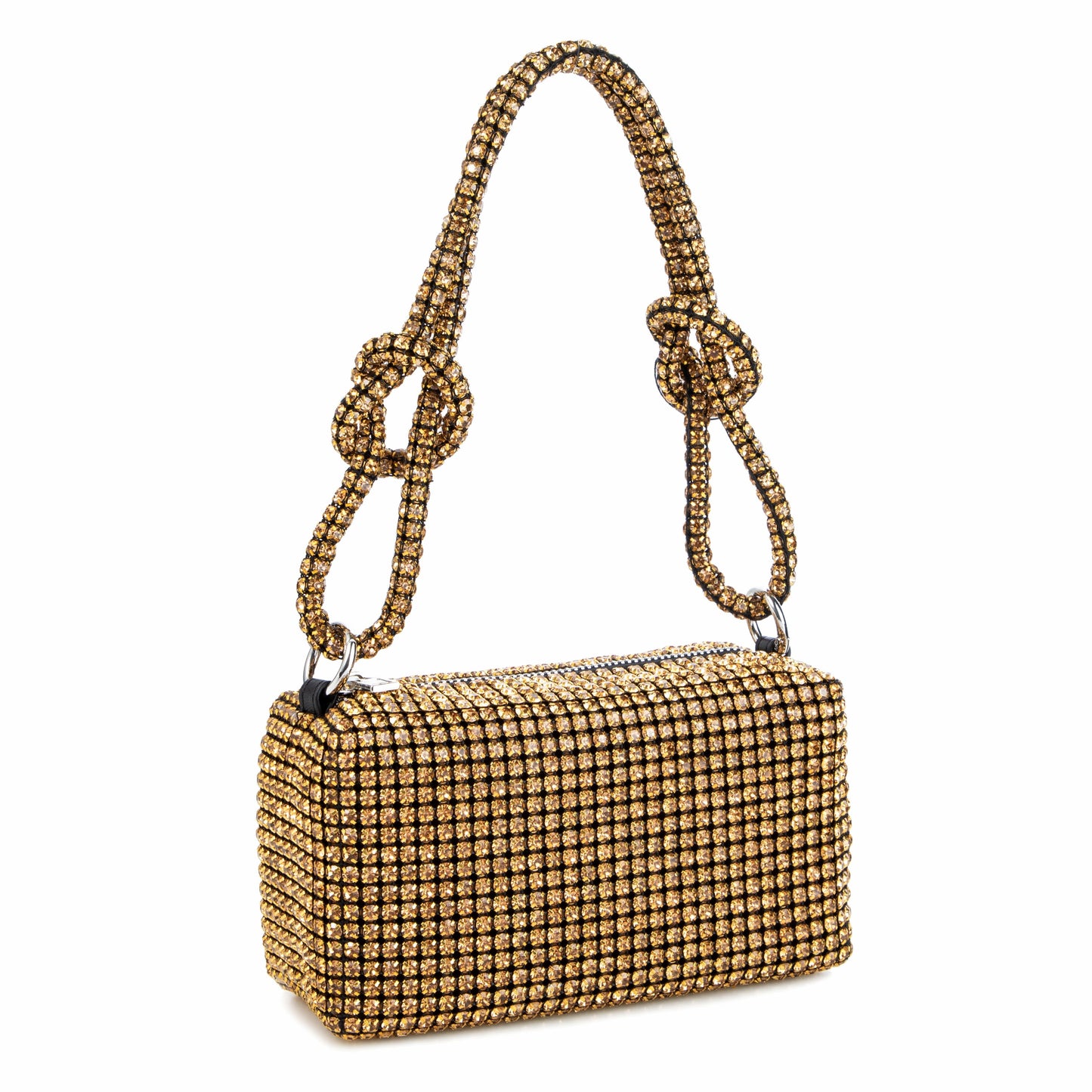 Rhinestone Box Knot Brown Bag