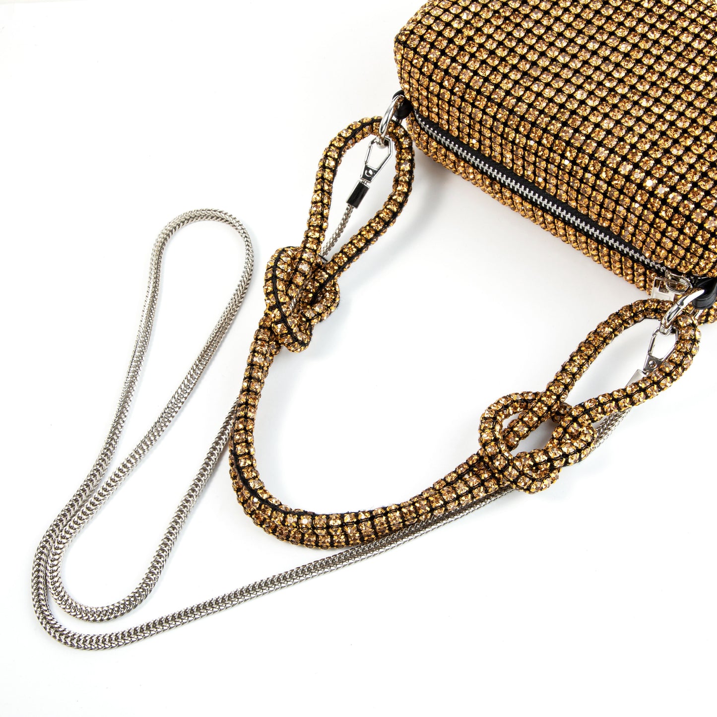 Rhinestone Box Knot Brown Bag