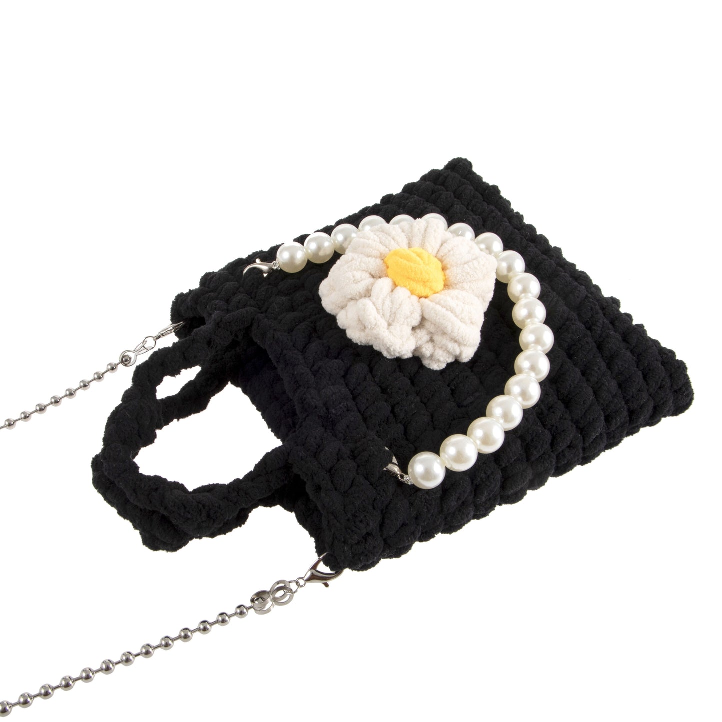Pearl Handle Crochet Tote