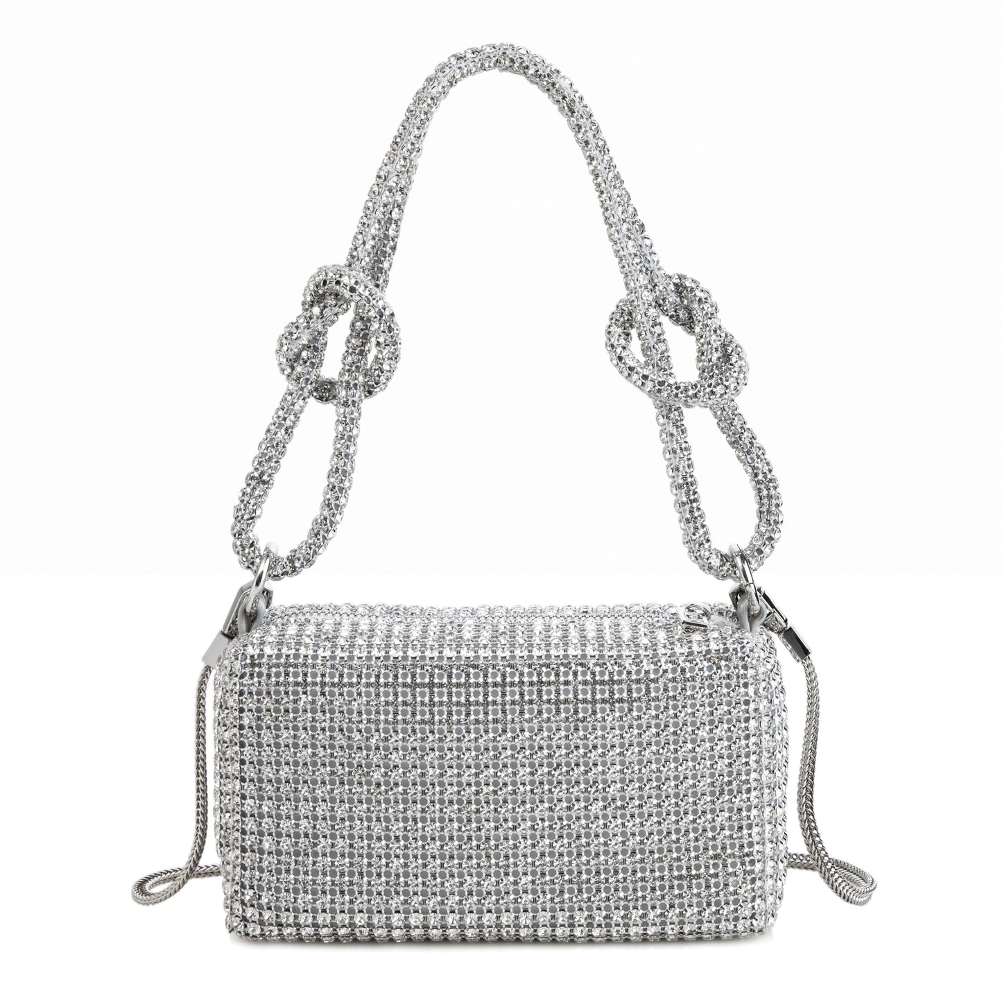 Rhinestone Box Knot White Bag