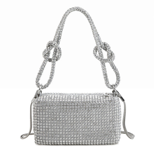Rhinestone Box Knot White Bag