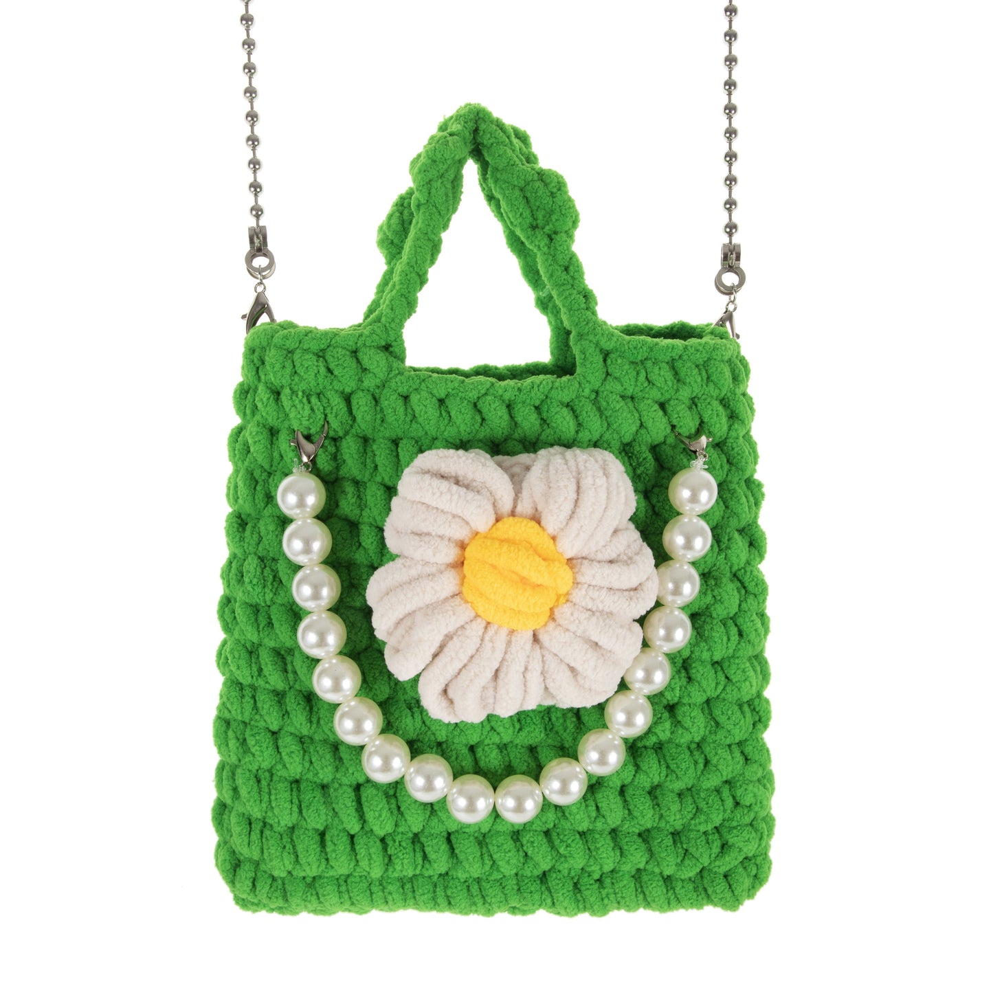 Pearl Handle Crochet Tote