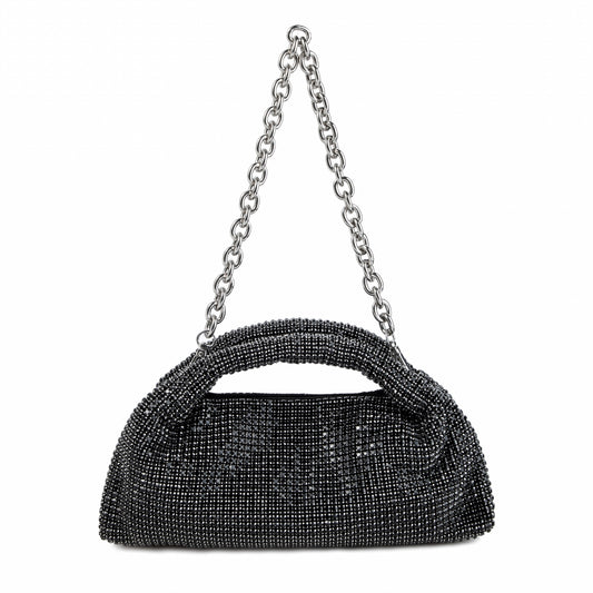 Rhinestone Black Top Handle Purse