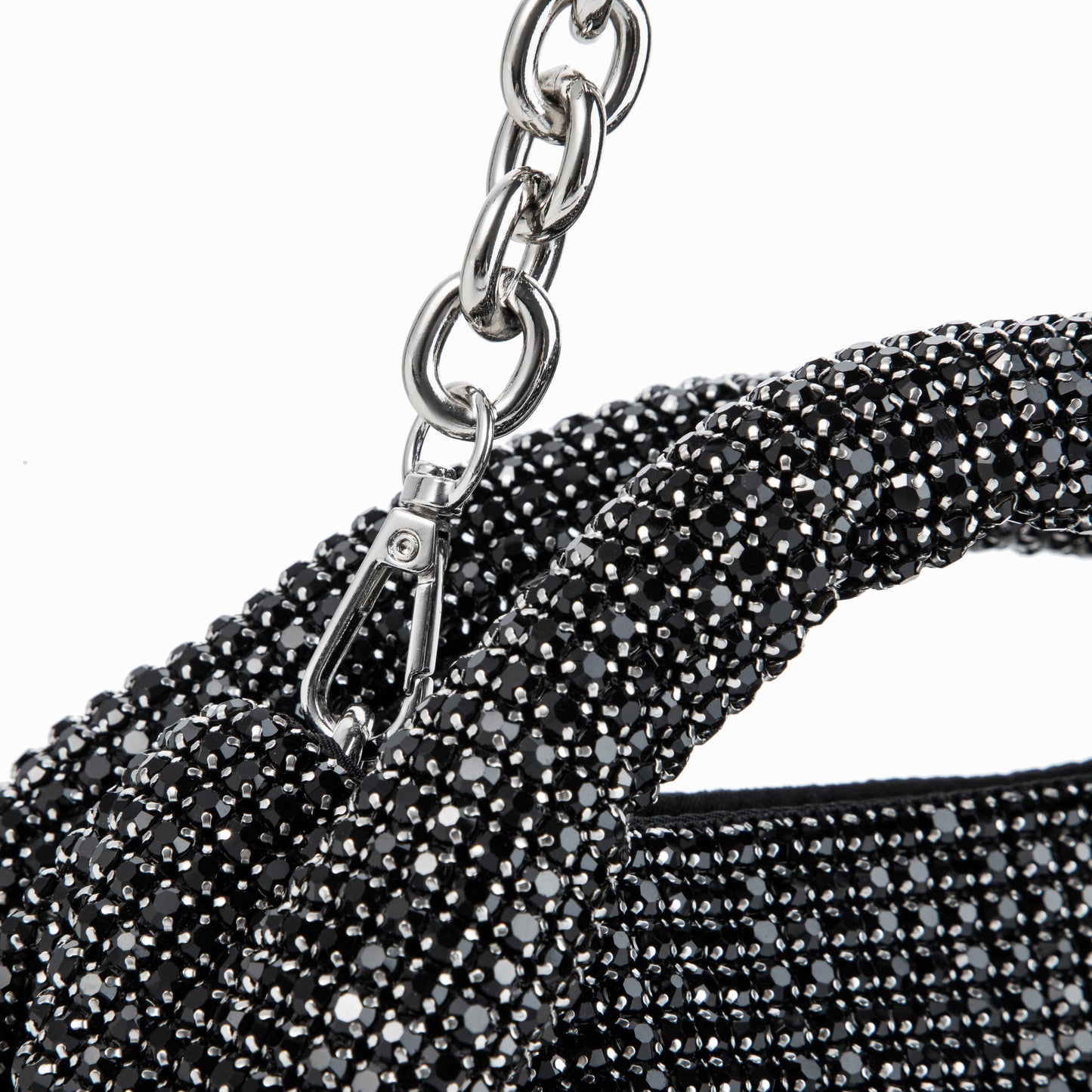 Rhinestone Black Top Handle Purse