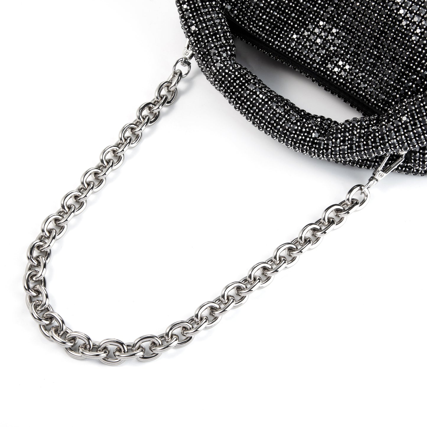 Rhinestone Black Top Handle Purse