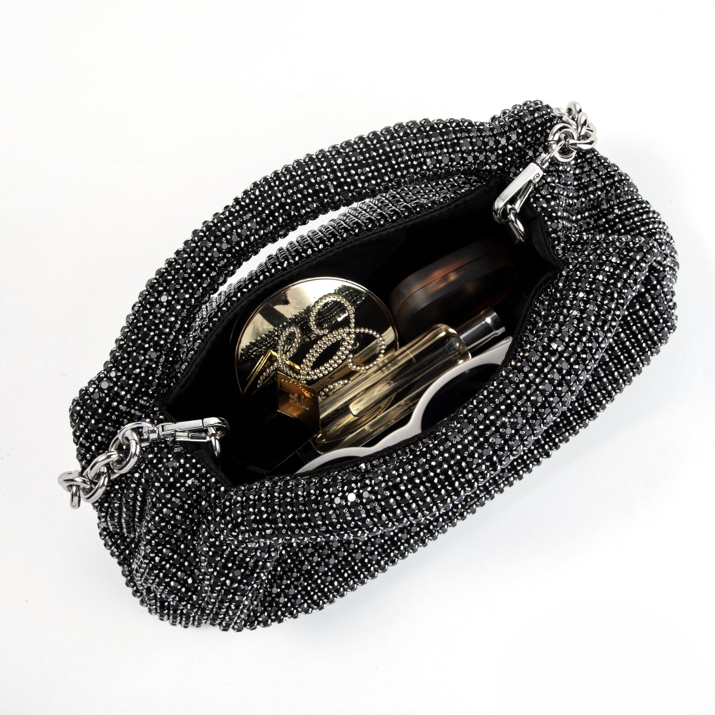 Rhinestone Black Top Handle Purse