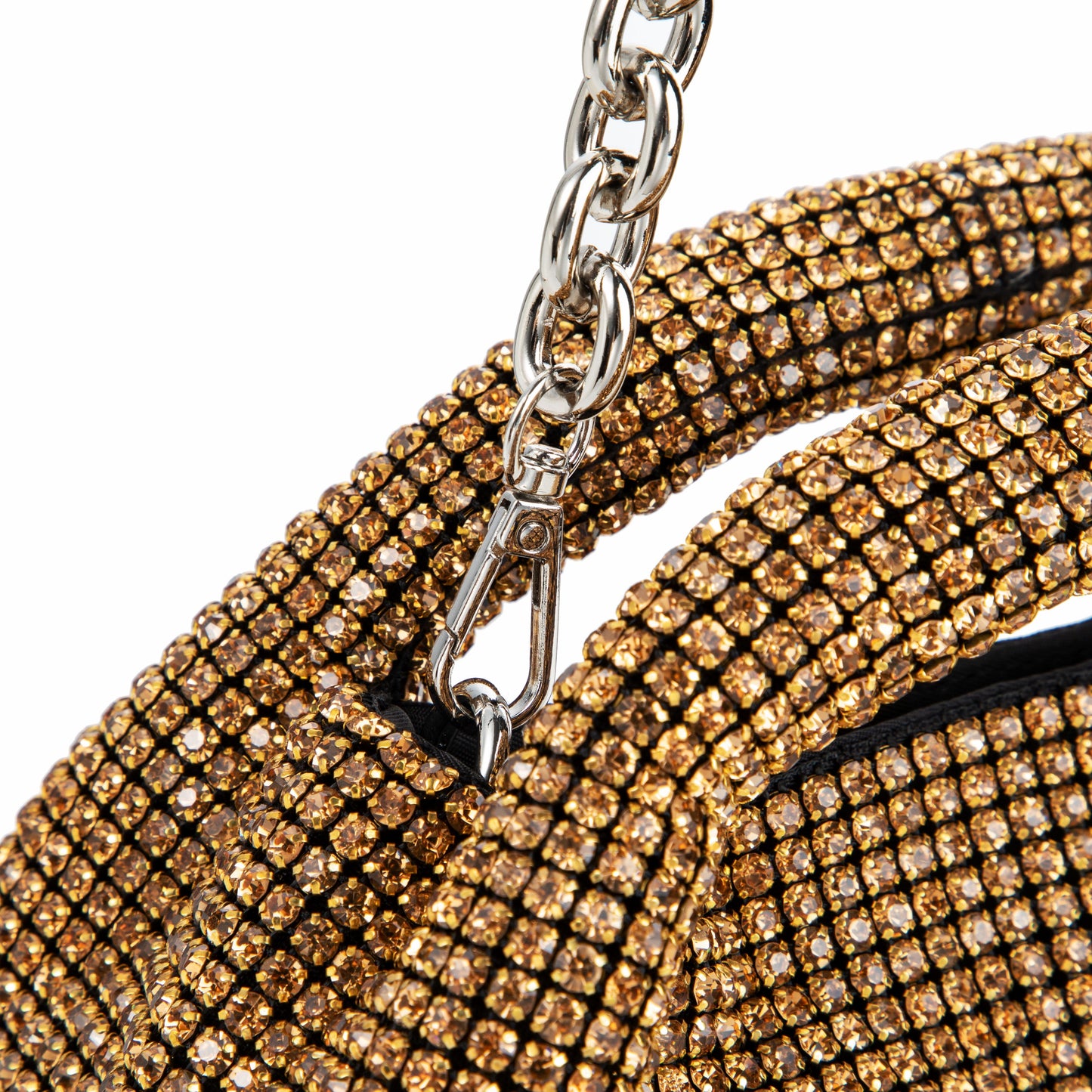 Rhinestone Brown Top Handle Purse