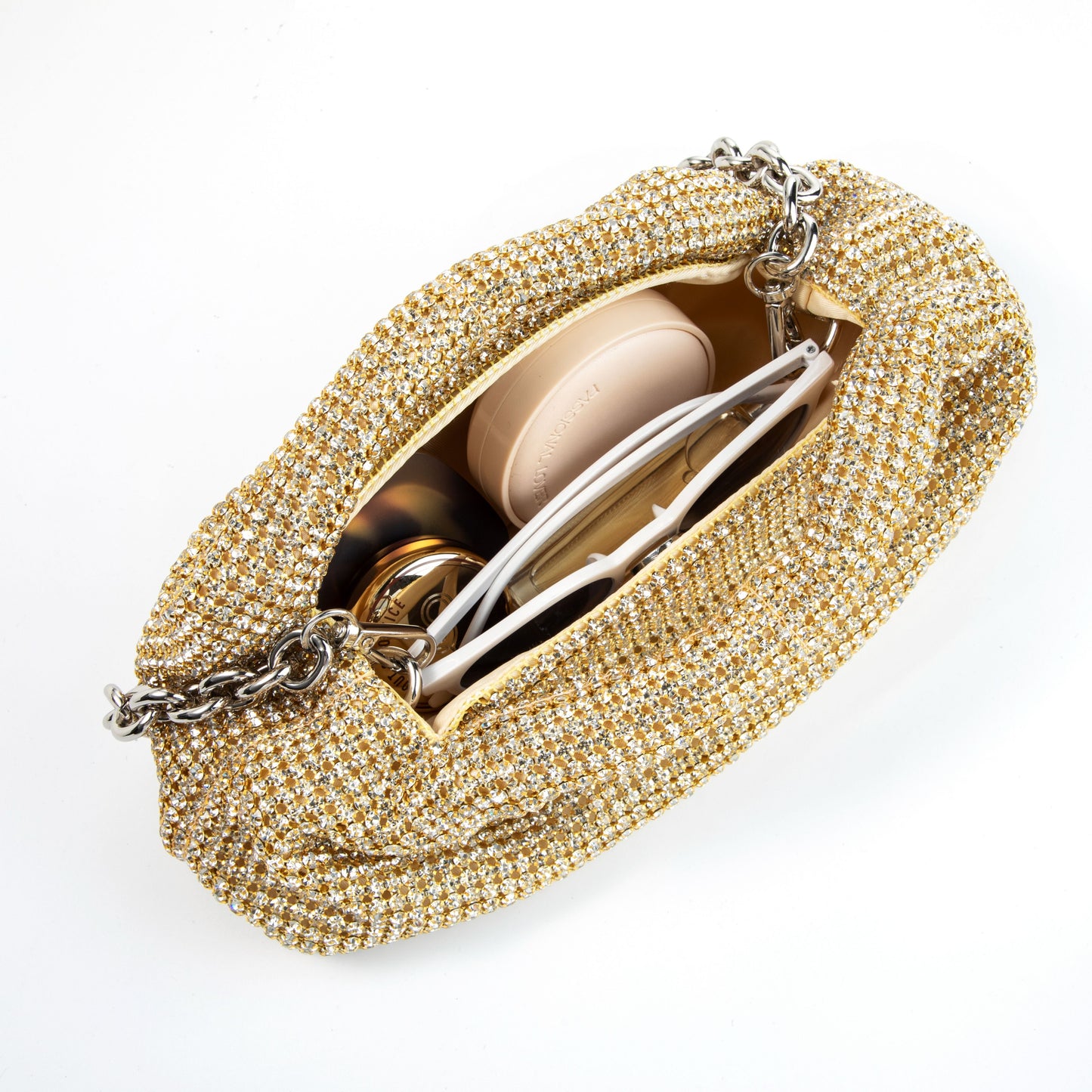 Rhinestone Gold Top Handle Purse