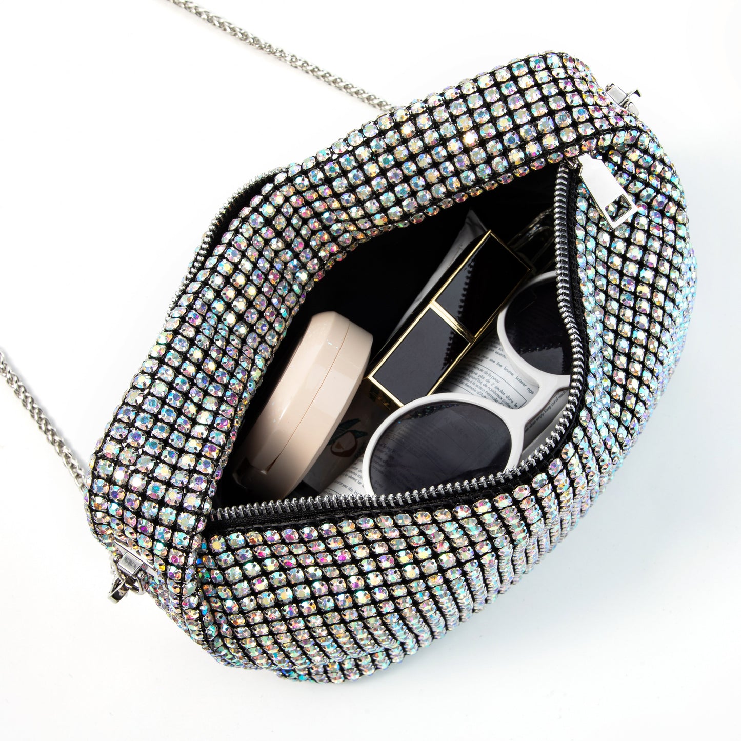 Rhinestone Silver Underarm Bag