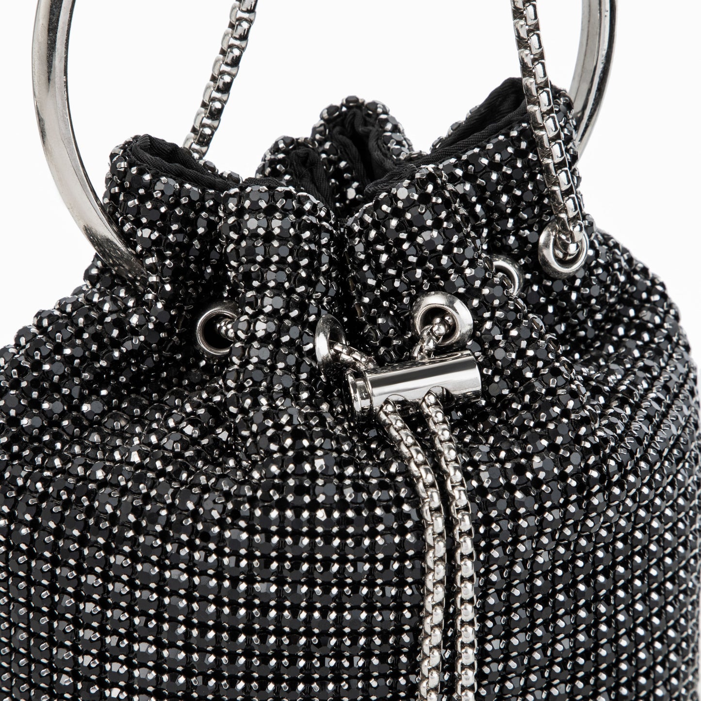 Ring Handle Rhinestone Black Bucket
