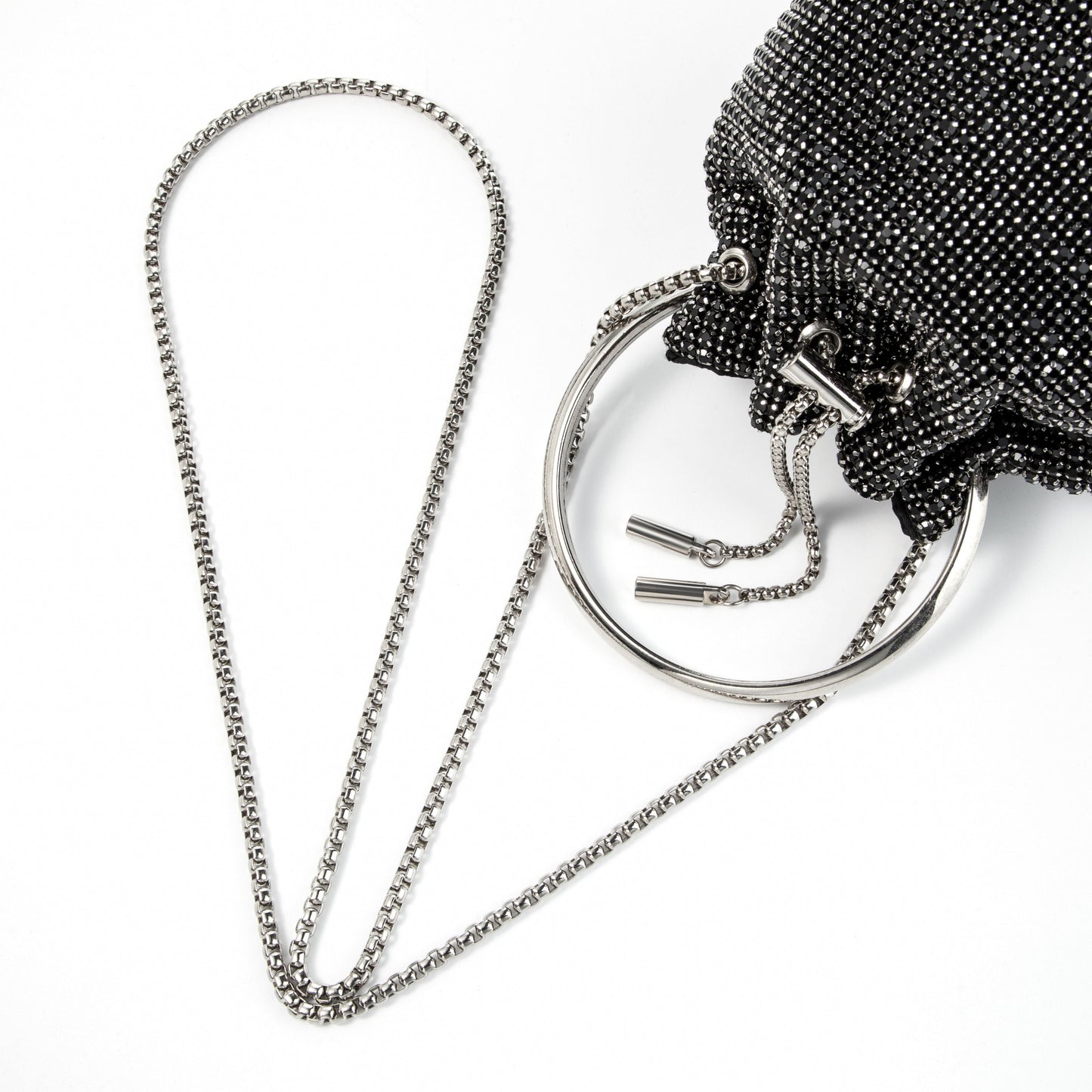 Ring Handle Rhinestone Black Bucket
