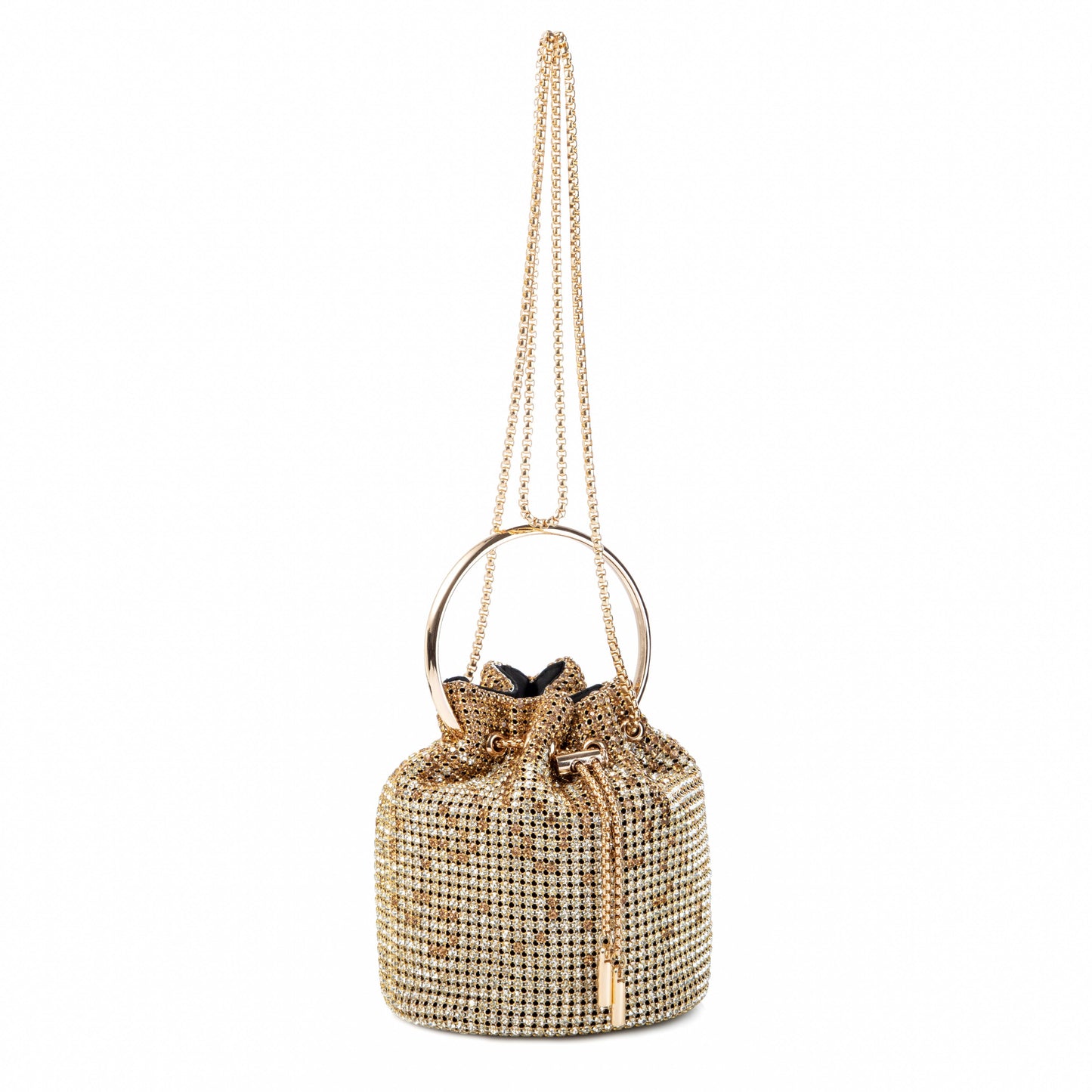 Ring Handle Rhinestone Gold Bucket
