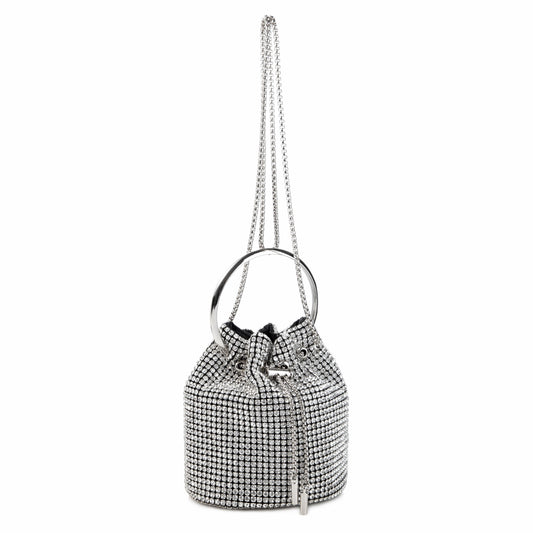 Ring Handle Rhinestone Silver Bucket