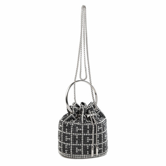 Ring Handle Rhinestone Gunmetal Bucket