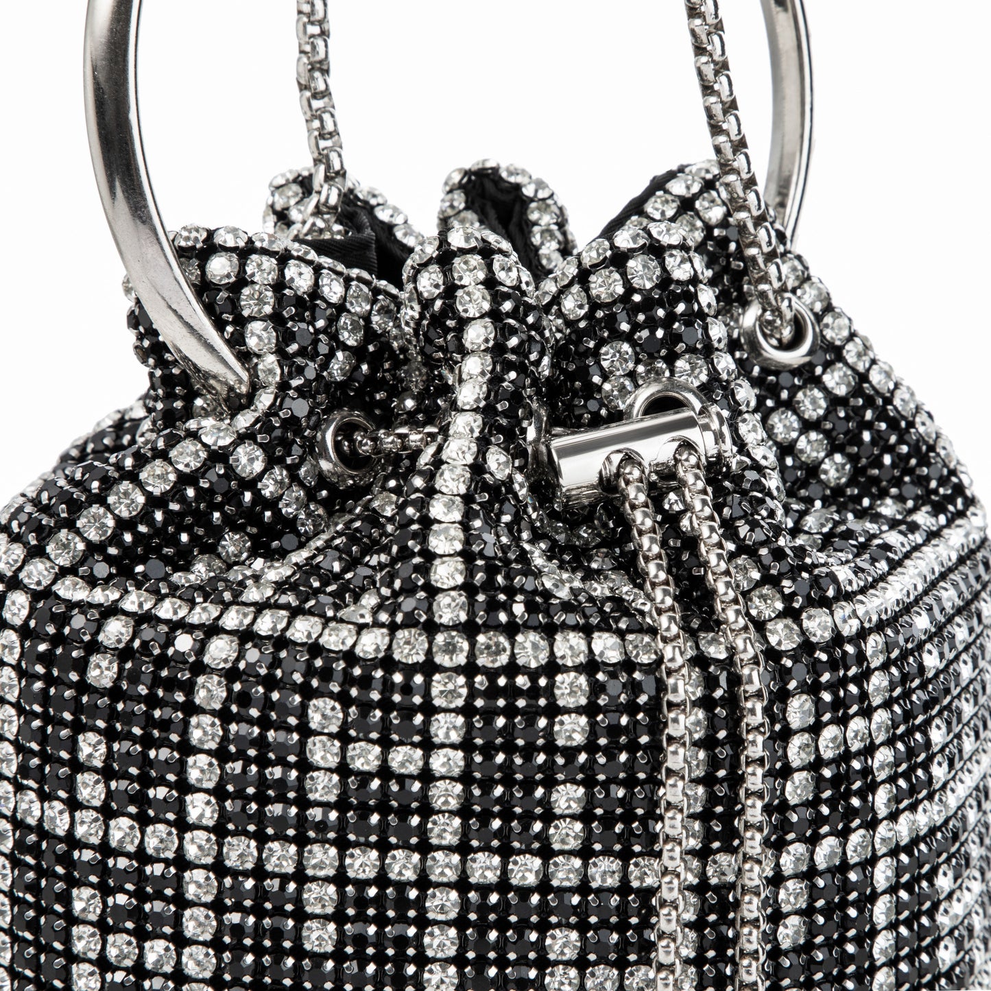Ring Handle Rhinestone Gunmetal Bucket