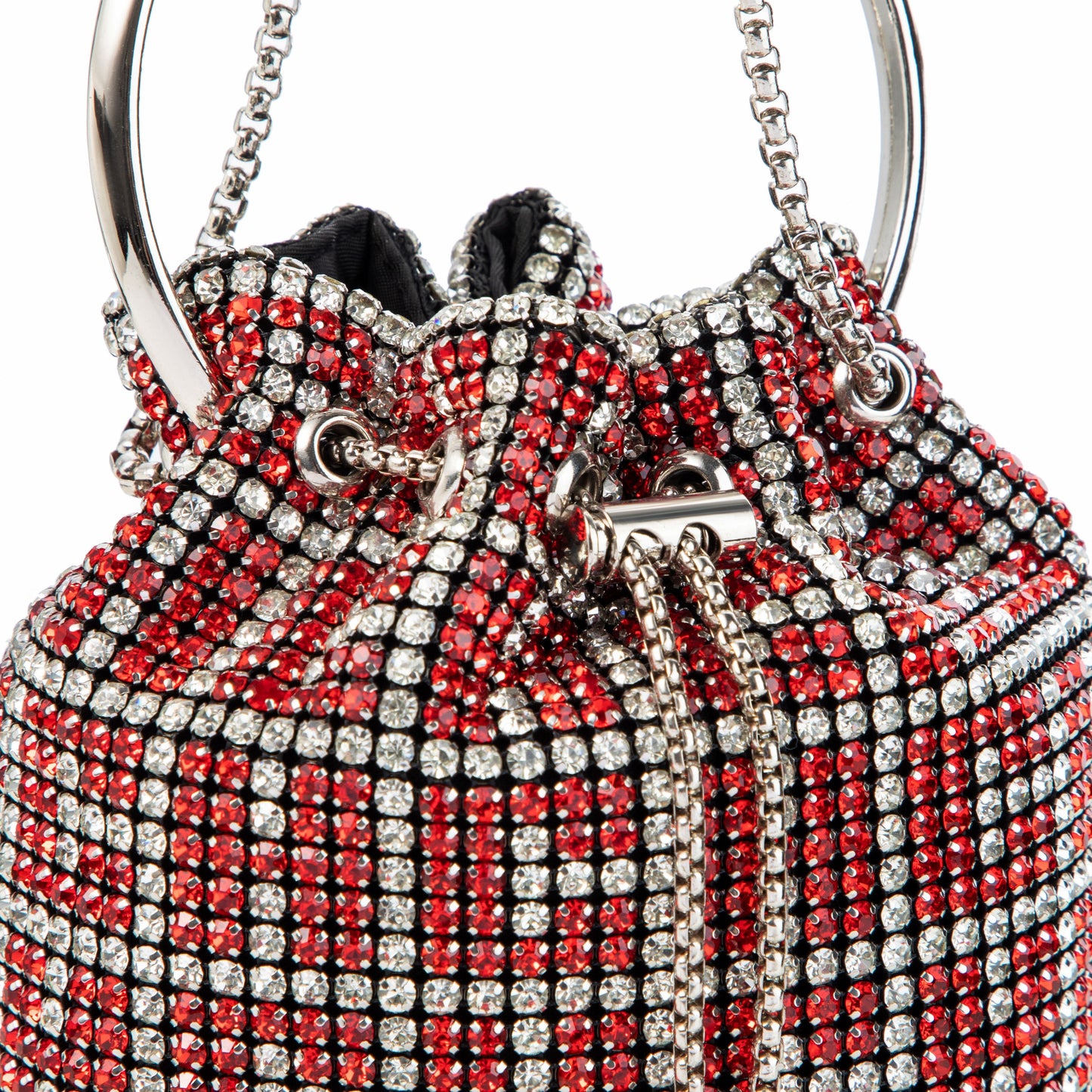 Ring Handle Rhinestone Red Bucket