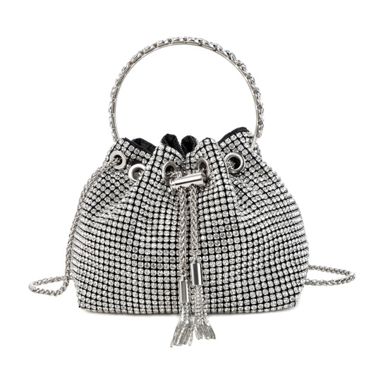 Rhinestone Tassel Silver Bucket