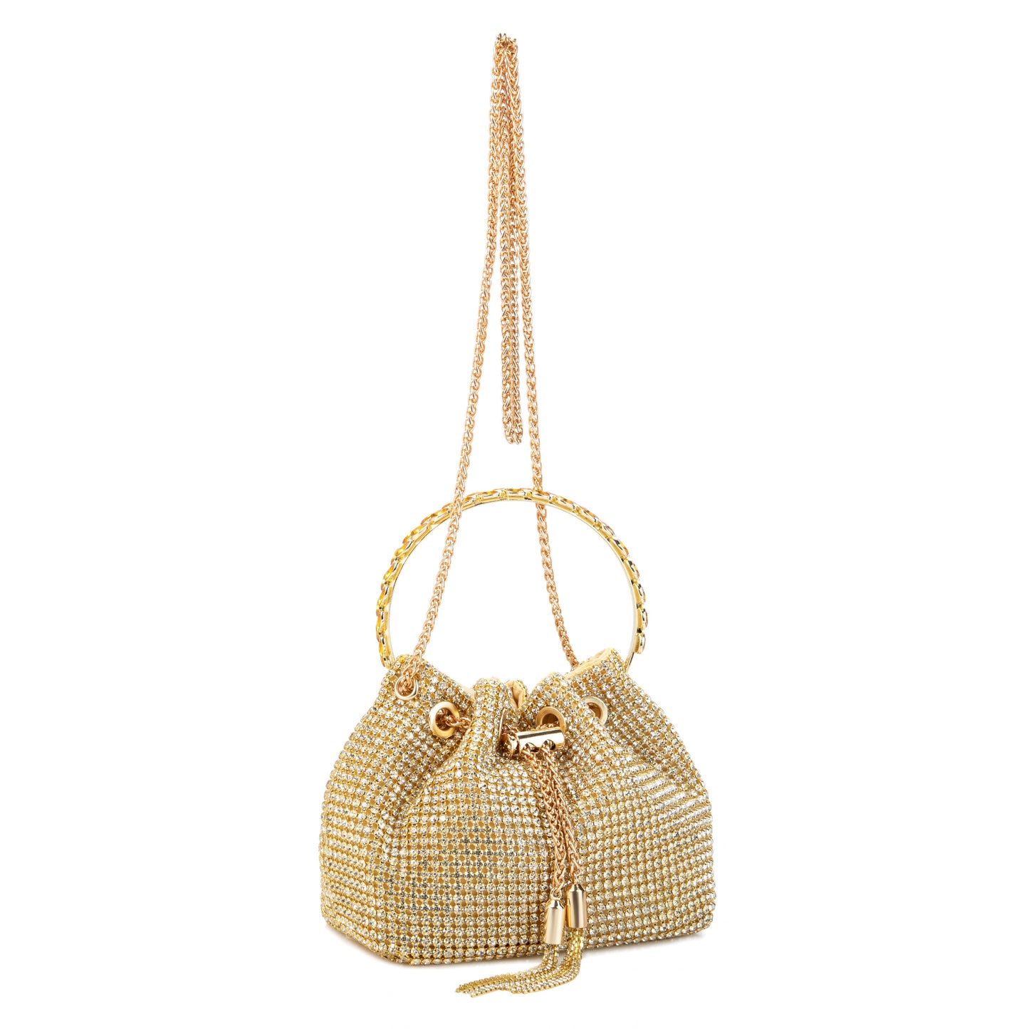 Rhinestone Tassel Gold Bucket