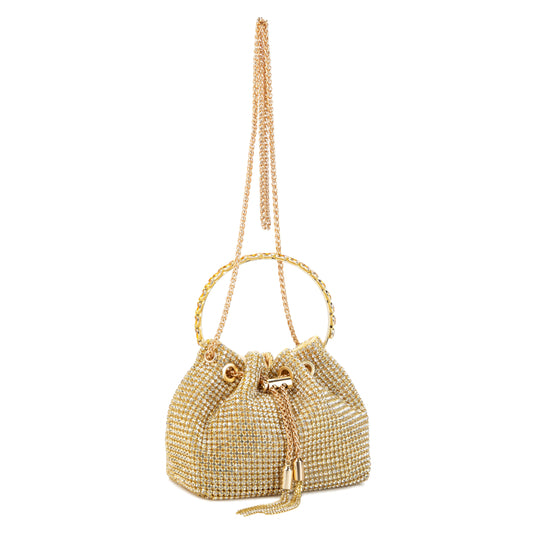 Rhinestone Tassel Gold Bucket