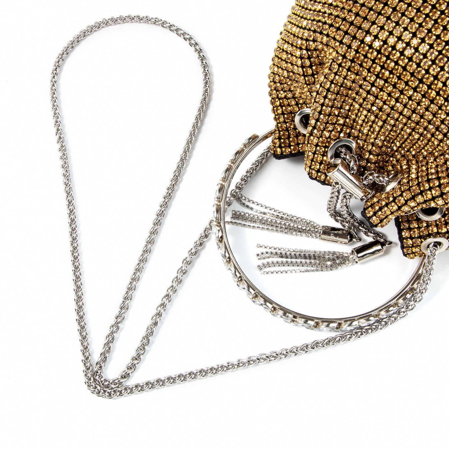 Rhinestone Tassel Brown Bucket