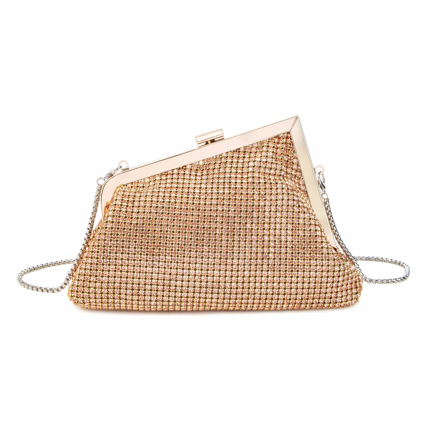 Rhinestone Angled Gold Clutch
