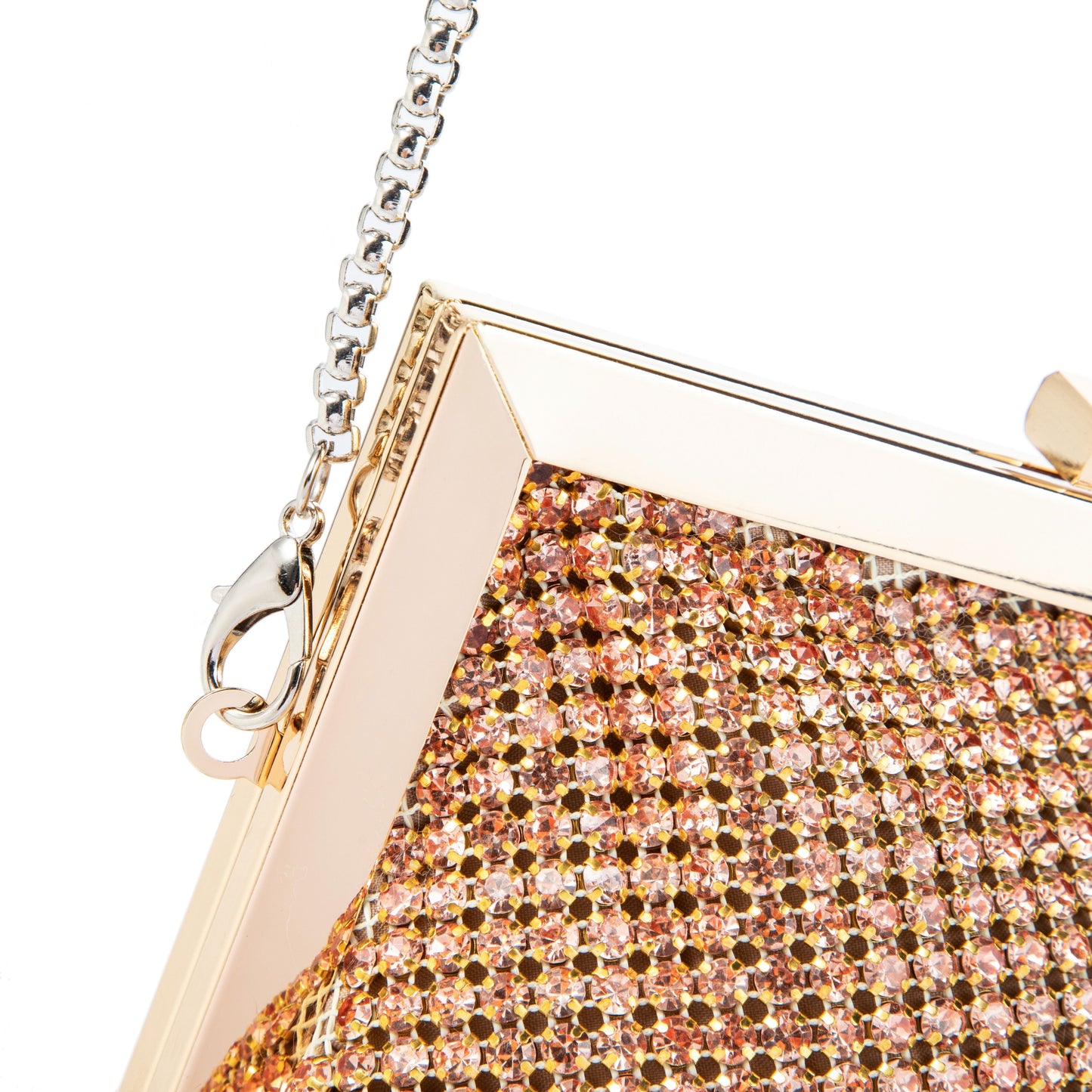 Rhinestone Angled Gold Clutch
