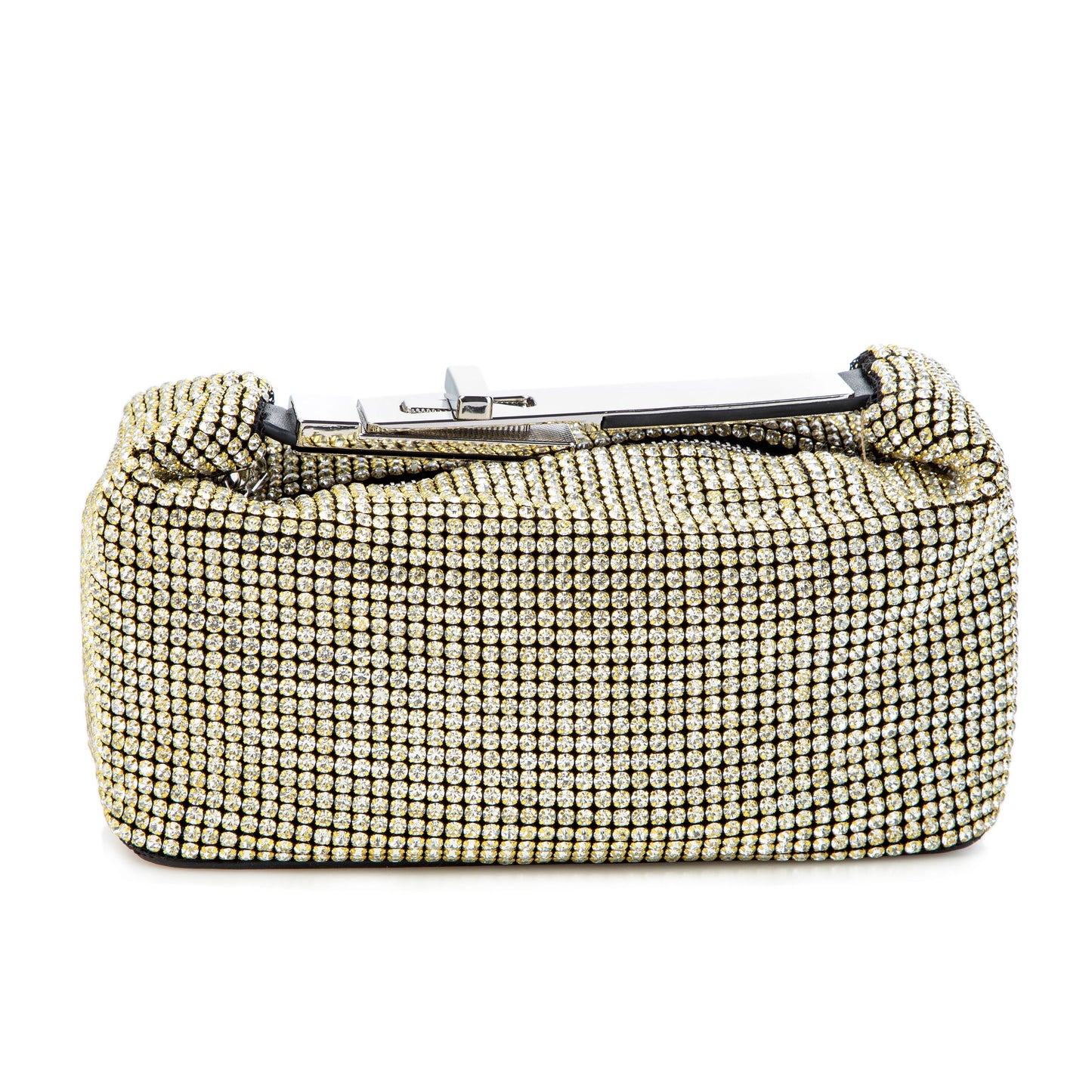Metal Handle Sparkling Gold Clutch