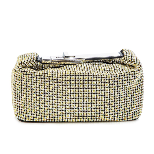 Metal Handle Sparkling Gold Clutch