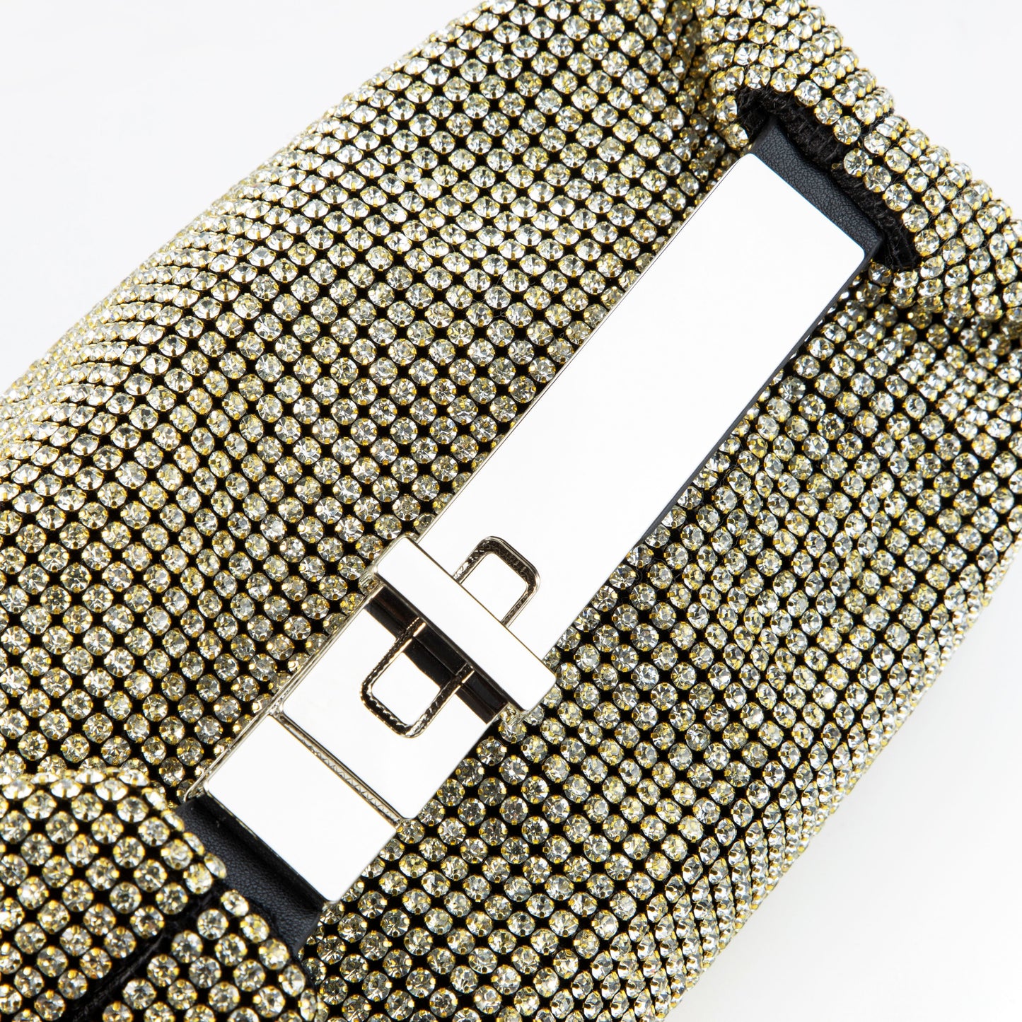 Metal Handle Sparkling Gold Clutch