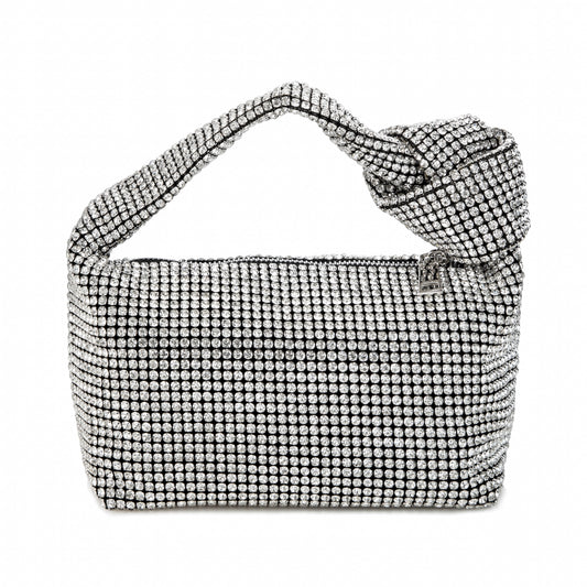 Rhinestone Knotted Silver Clutch