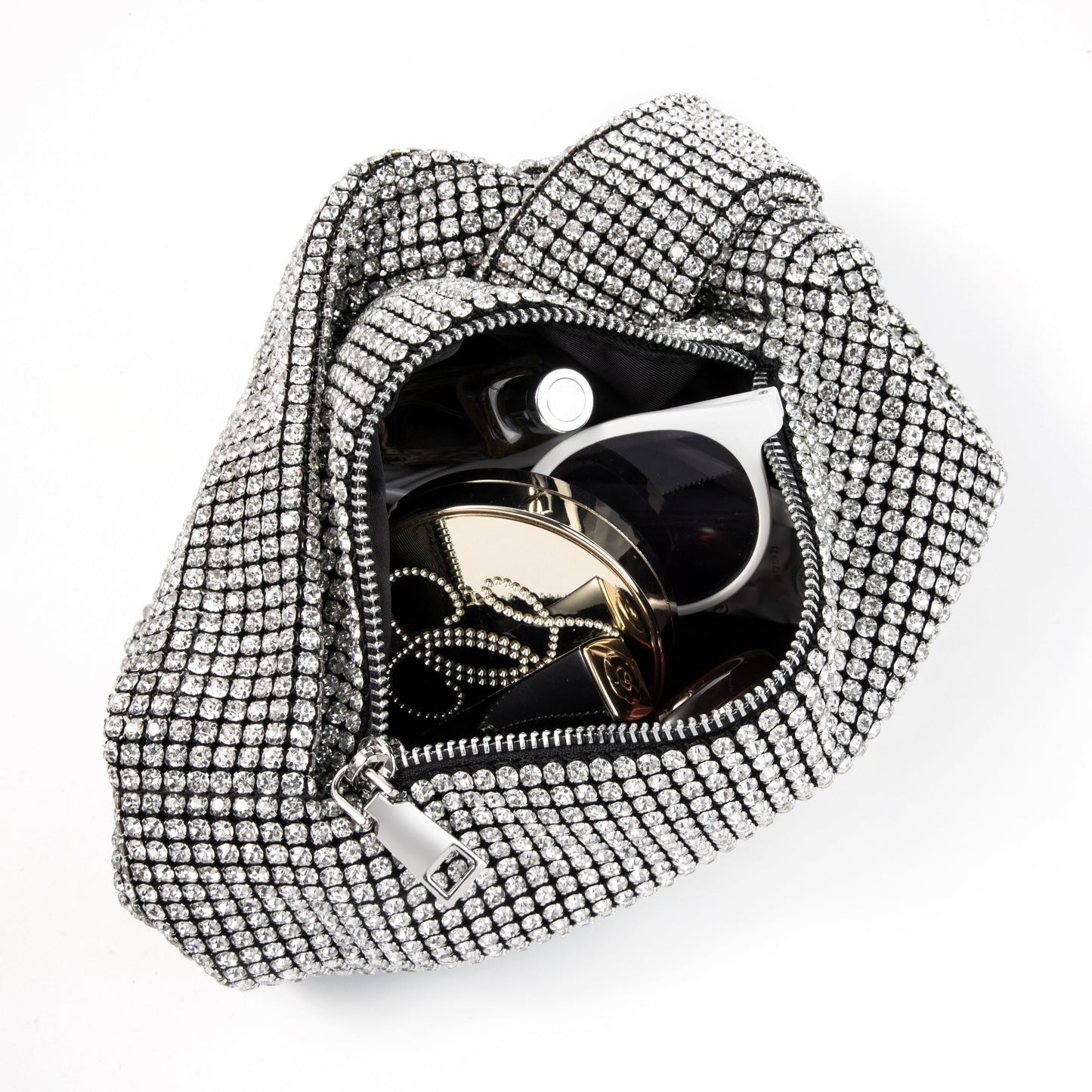 Rhinestone Knotted Silver Clutch