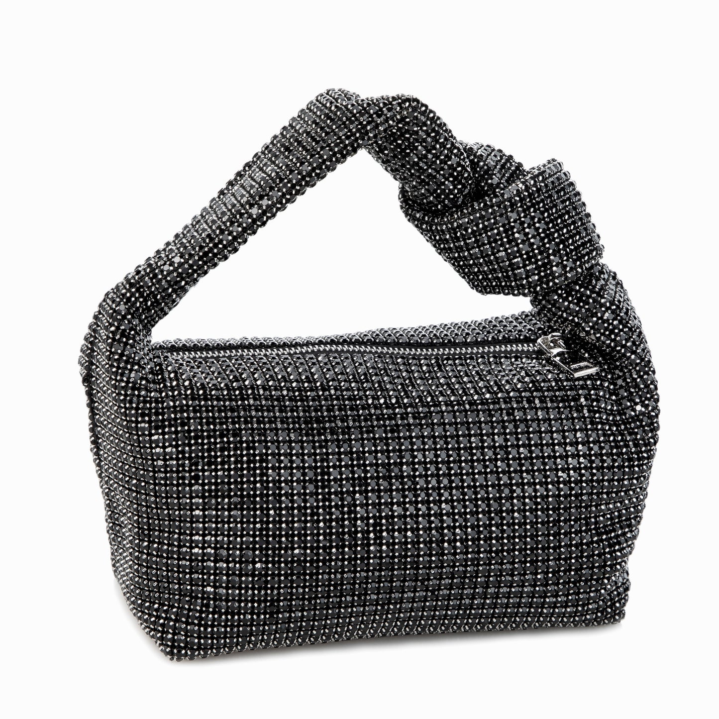 Rhinestone Knotted Black Clutch