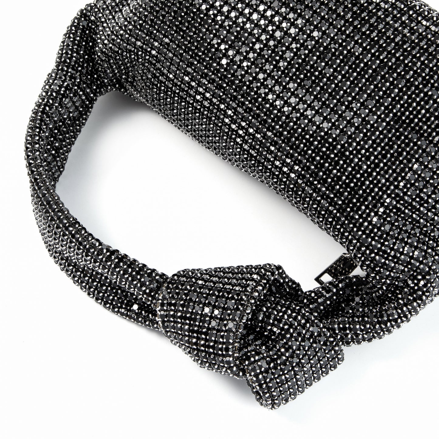 Rhinestone Knotted Black Clutch