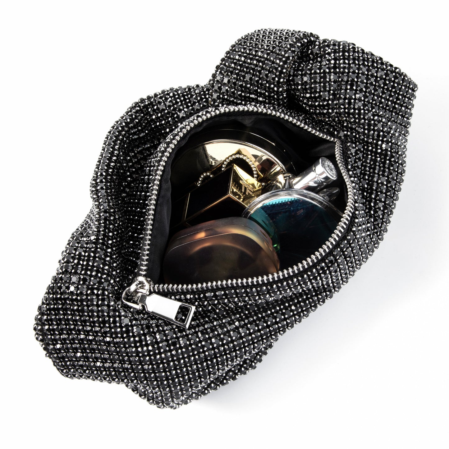 Rhinestone Knotted Black Clutch
