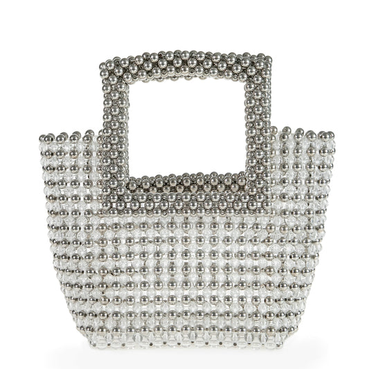 Transparent&Silver Beaded Tote