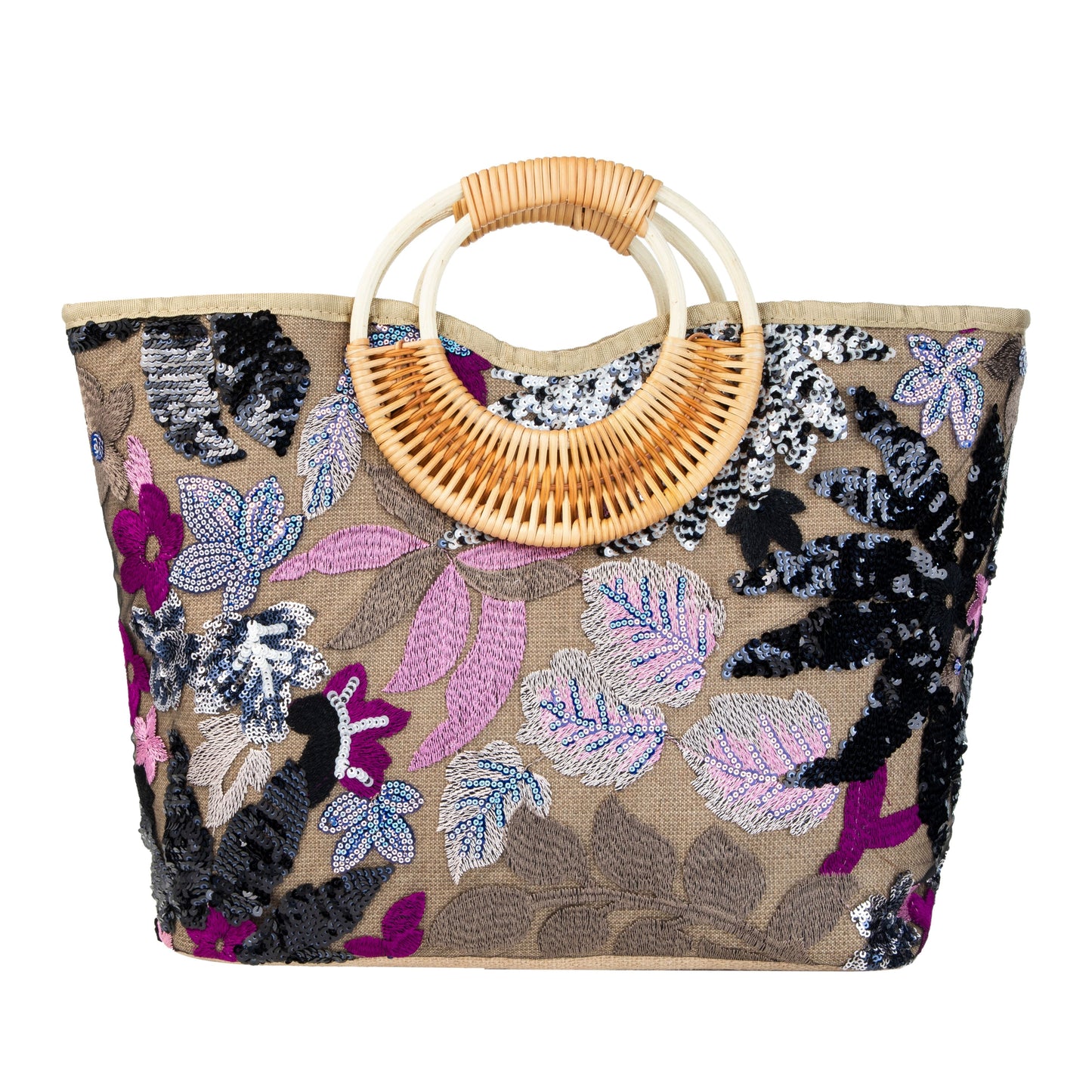 Sequin Floral Beach Bag