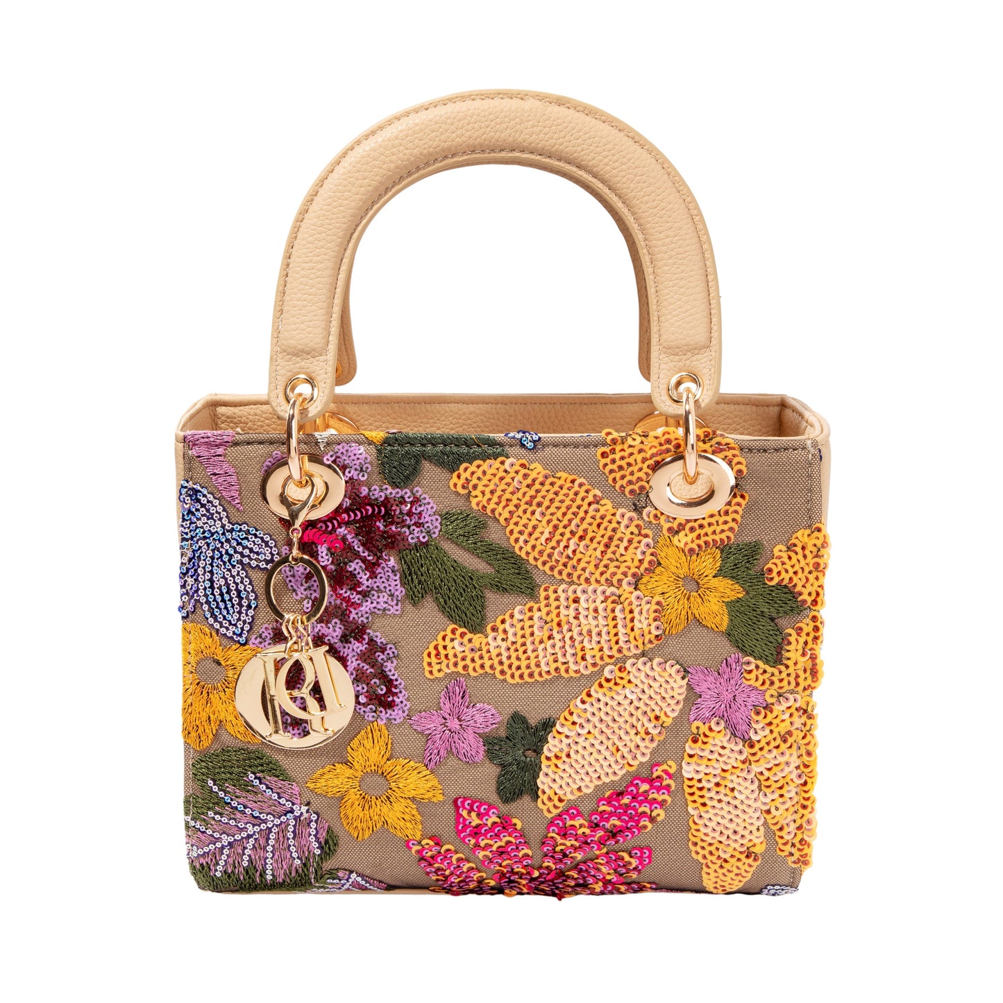 Yellow Box Sequin Leather Bag