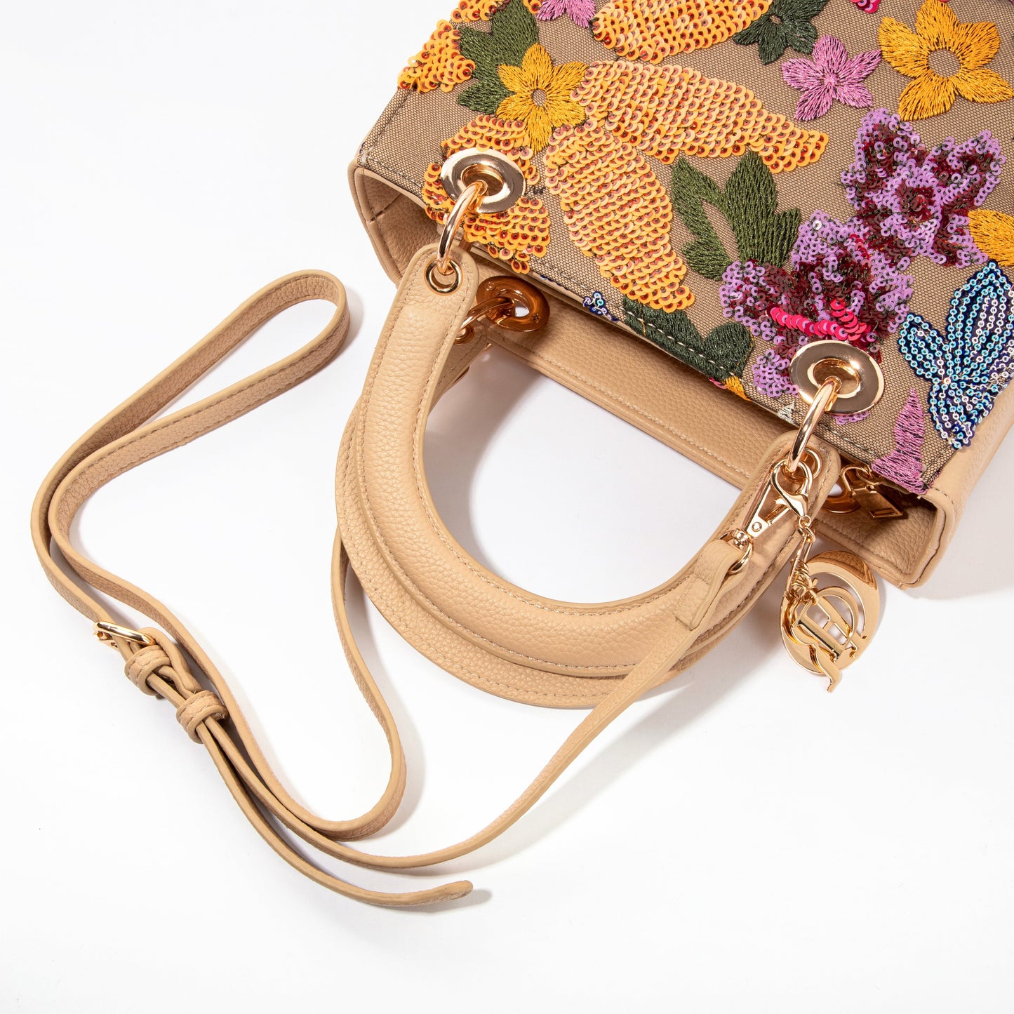 Yellow Box Sequin Leather Bag