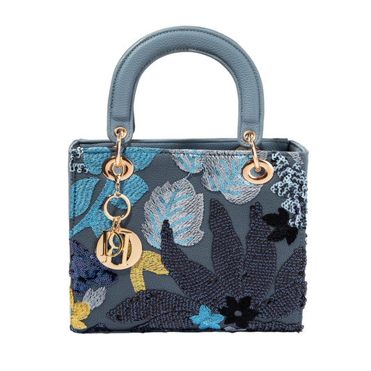 Blue Box Sequin Leather Bag