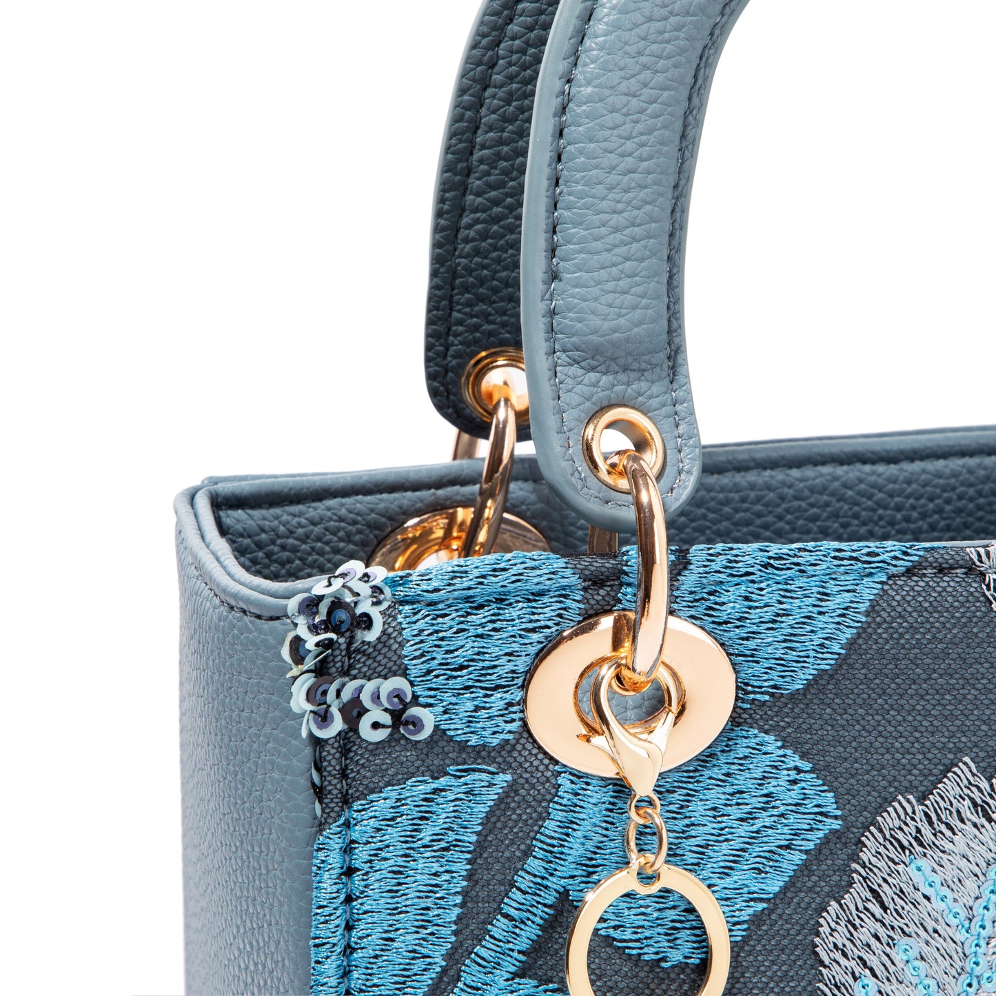 Blue Box Sequin Leather Bag