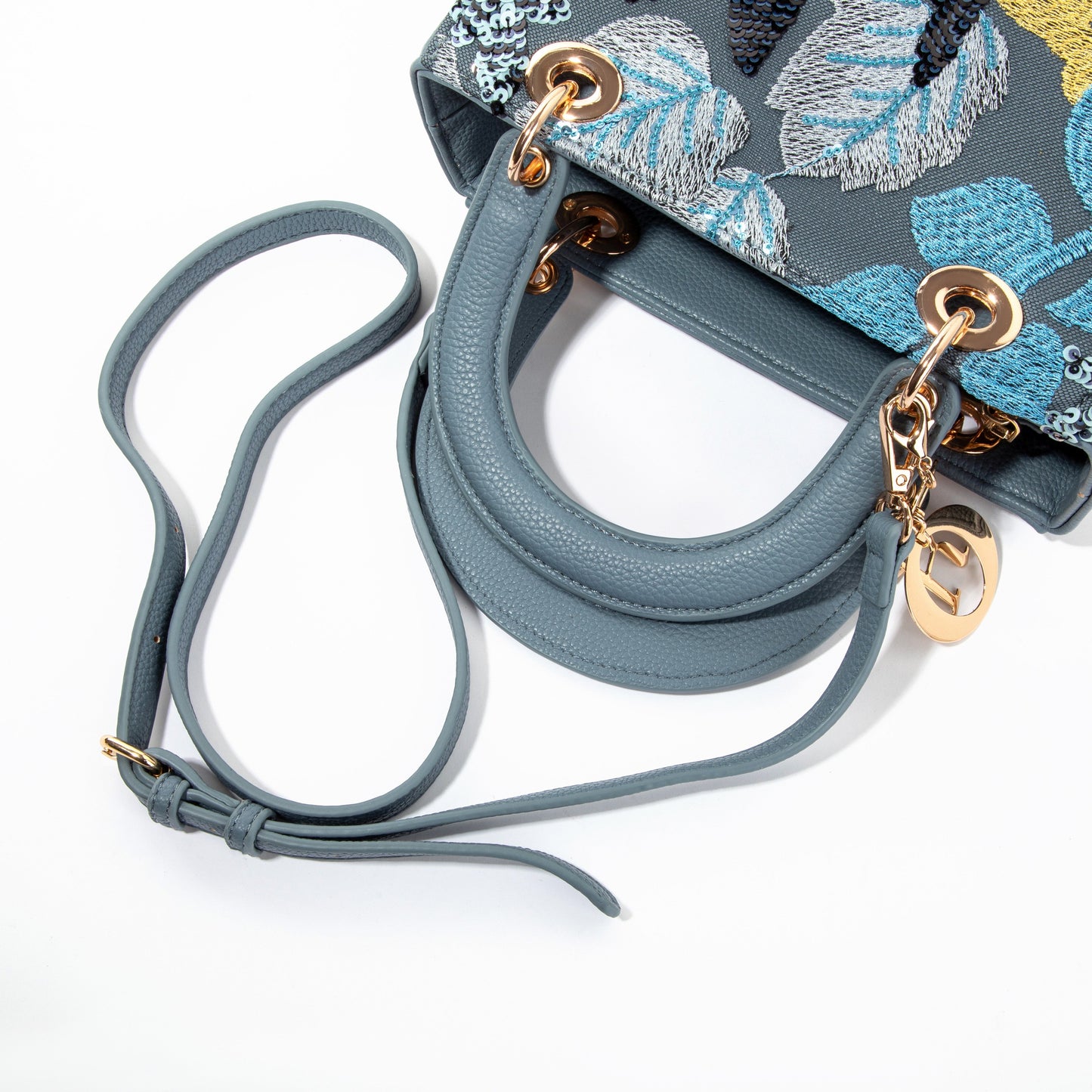 Blue Box Sequin Leather Bag