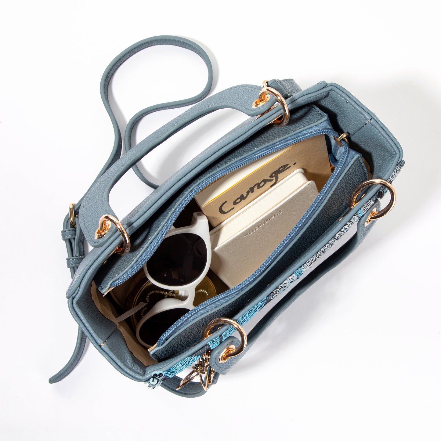 Blue Box Sequin Leather Bag