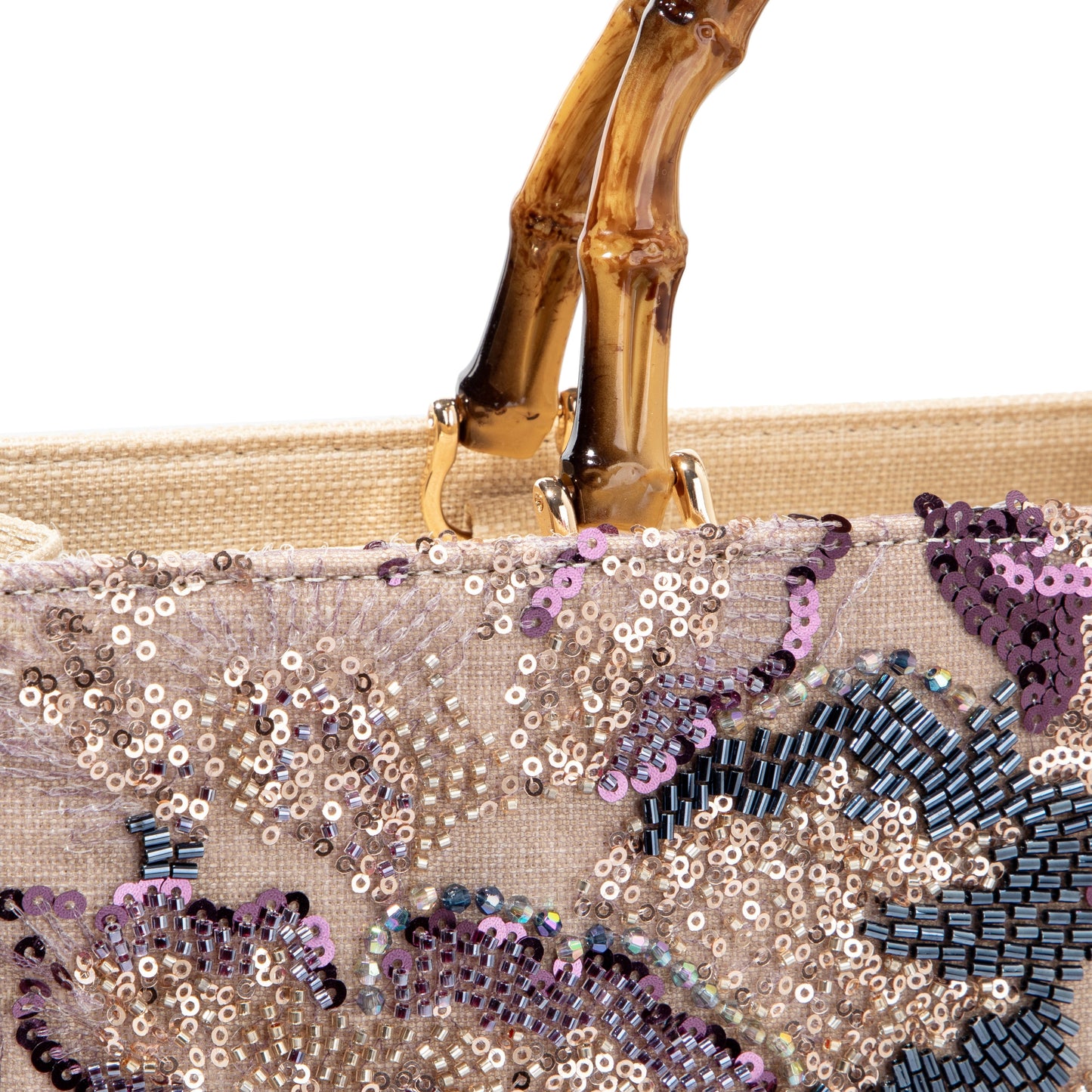 Sequin Embroidered Floral Tote