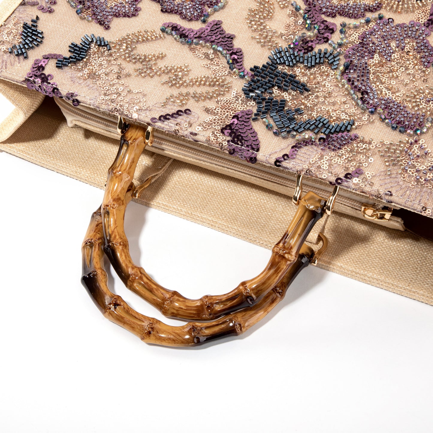 Sequin Embroidered Floral Tote