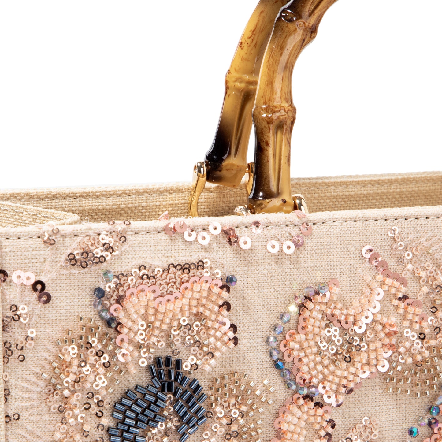 Sequin Embroidered Floral Tote