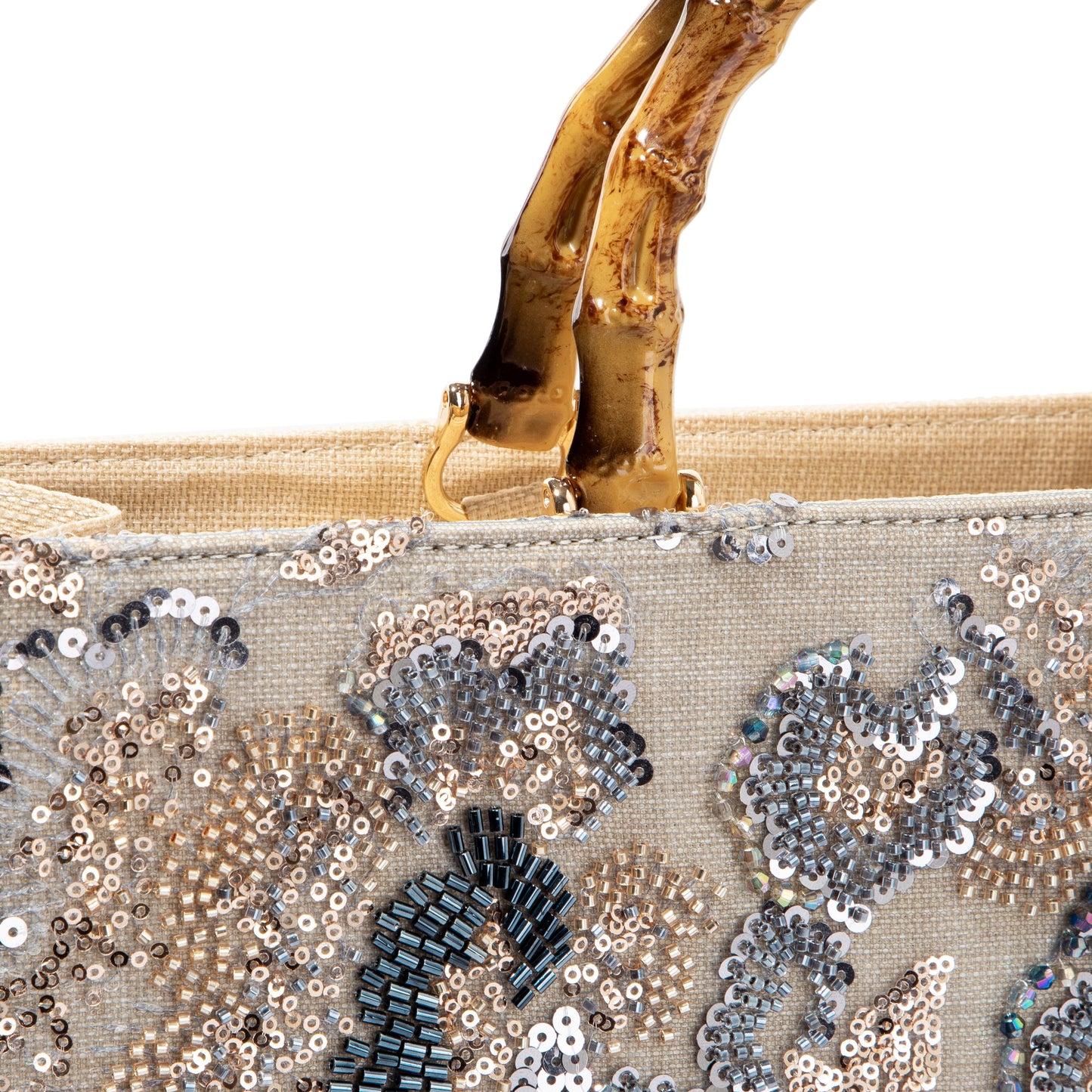 Sequin Embroidered Floral Tote