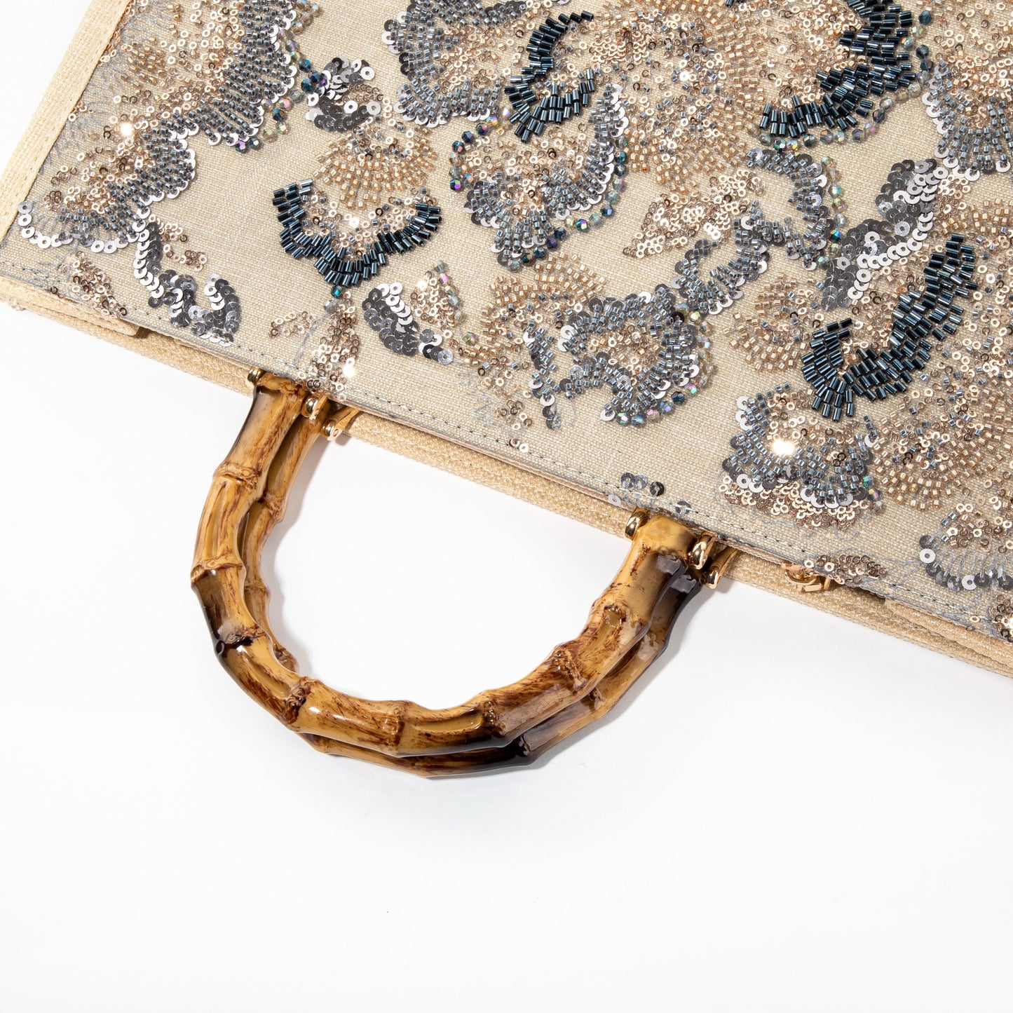 Sequin Embroidered Floral Tote
